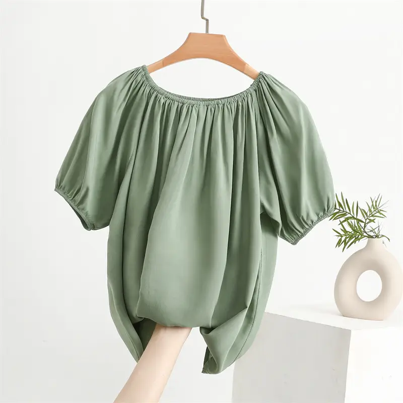 Women's Polka Dot Cotton Silk One-Line T-Shirt - Image 11