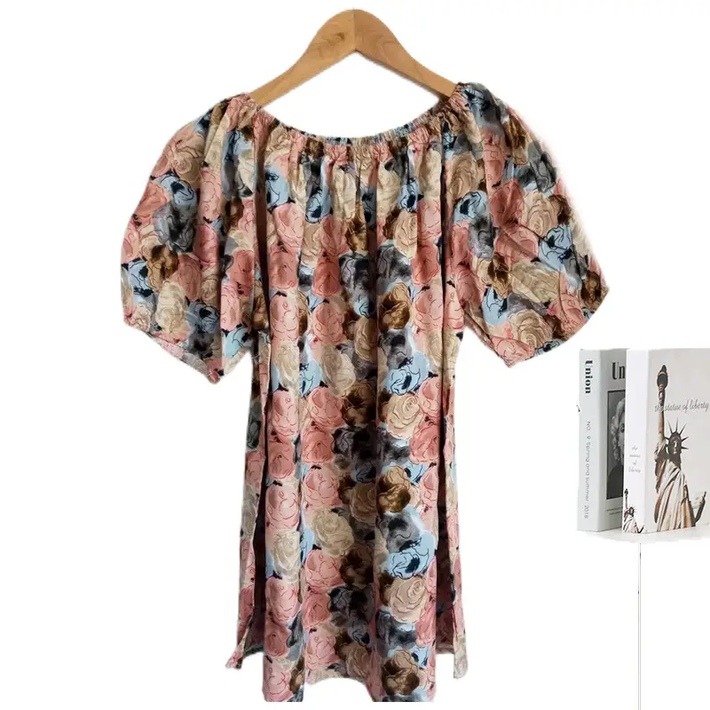 Women's Polka Dot Cotton Silk One-Line T-Shirt - Image 18