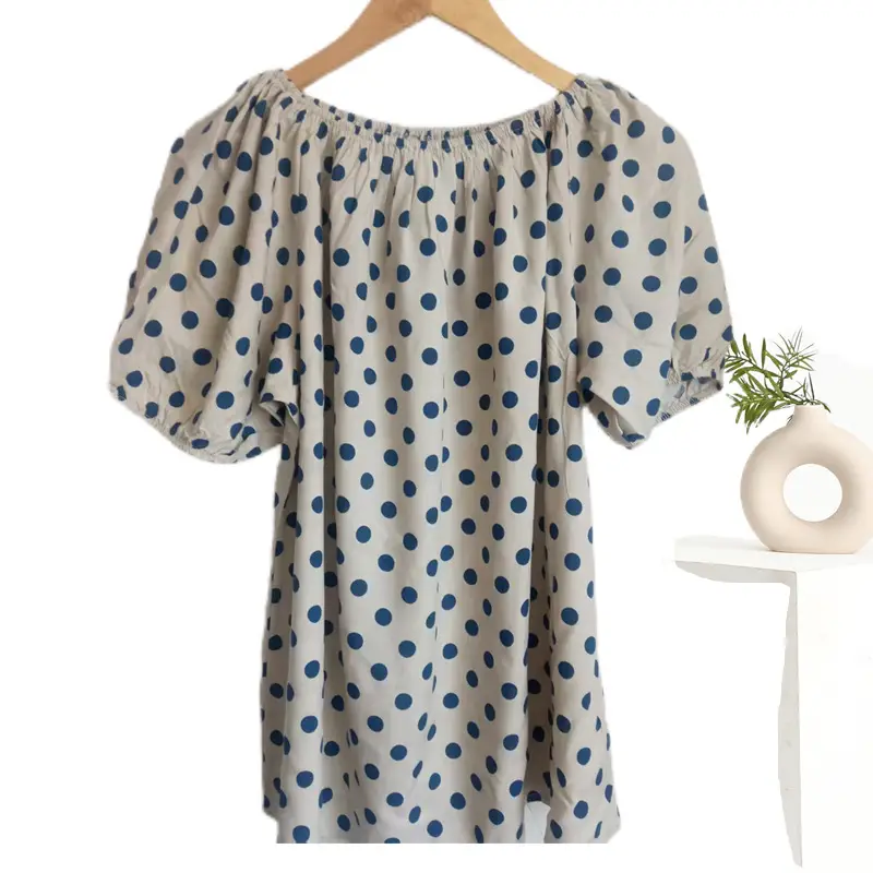 Women's Polka Dot Cotton Silk One-Line T-Shirt - Image 38