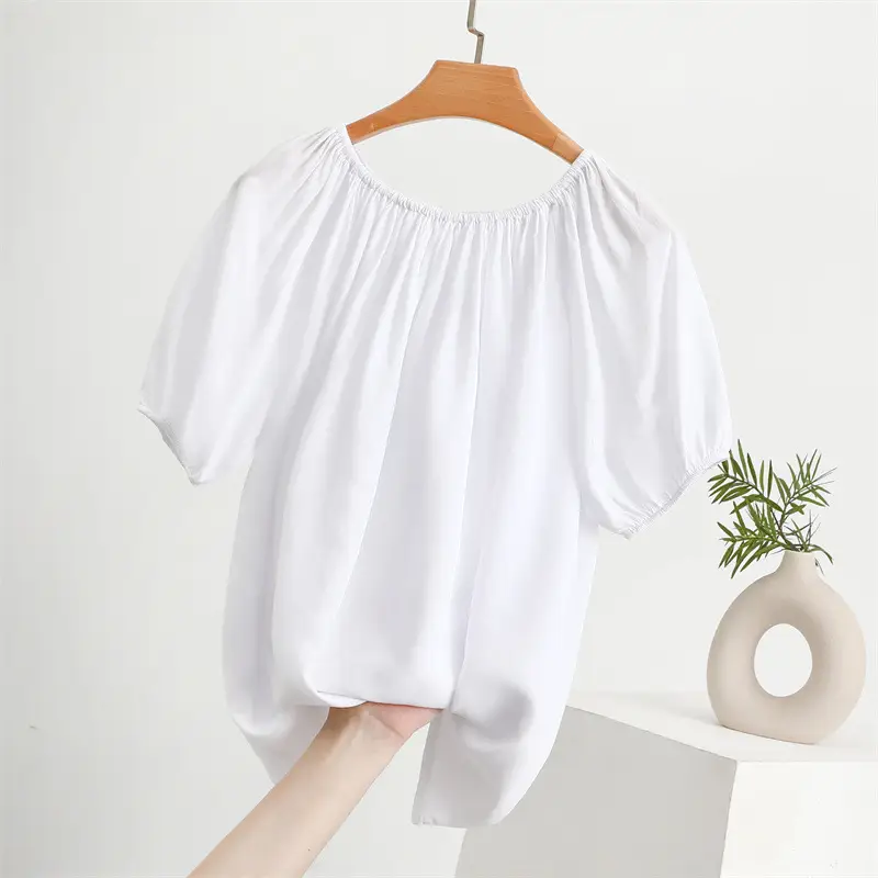 Women's Polka Dot Cotton Silk One-Line T-Shirt - Image 5