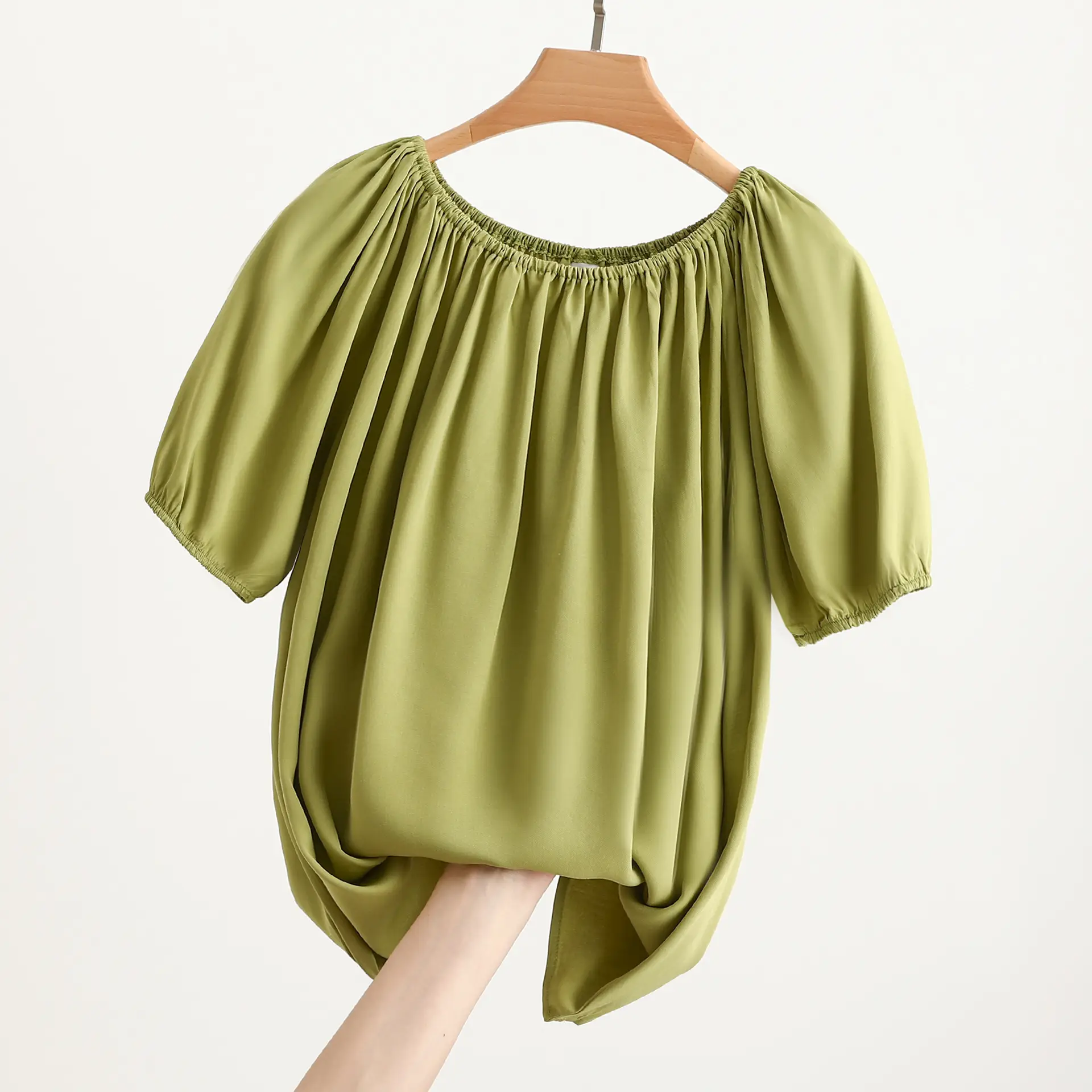 Women's Polka Dot Cotton Silk One-Line T-Shirt - Image 6