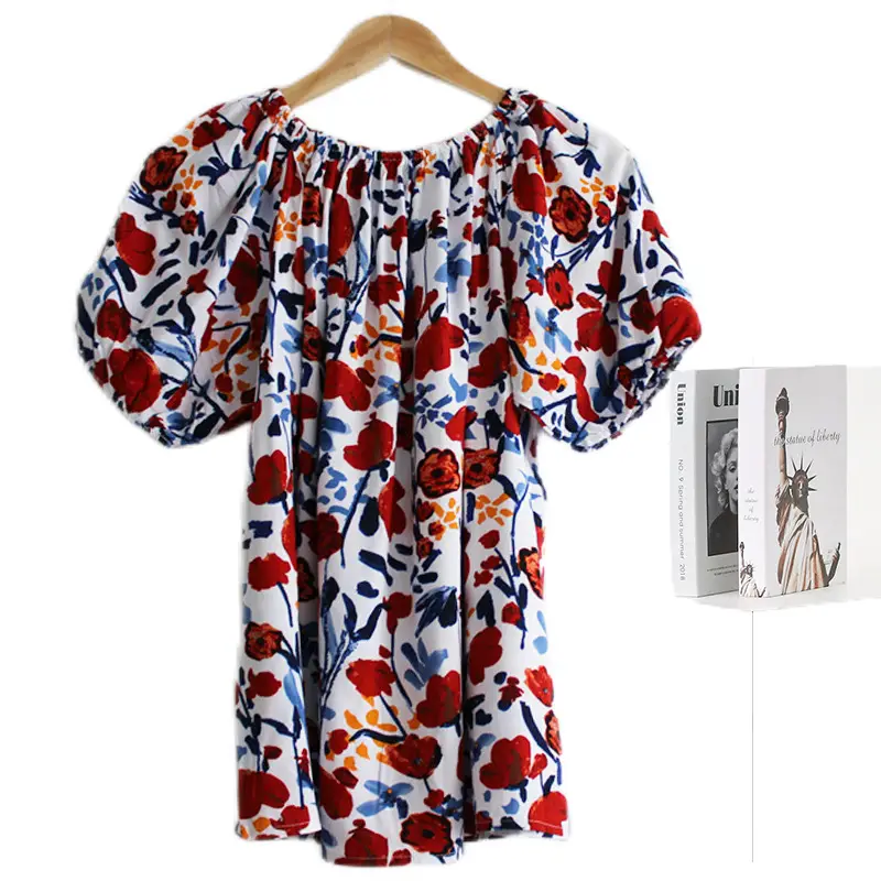 Women's Polka Dot Cotton Silk One-Line T-Shirt - Image 8