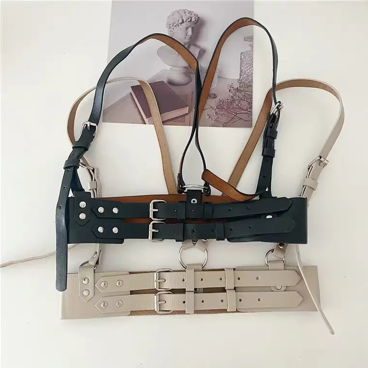 Women's Punk Leather Vest Vest Waist Seal Outer Wear Strap - Image 4