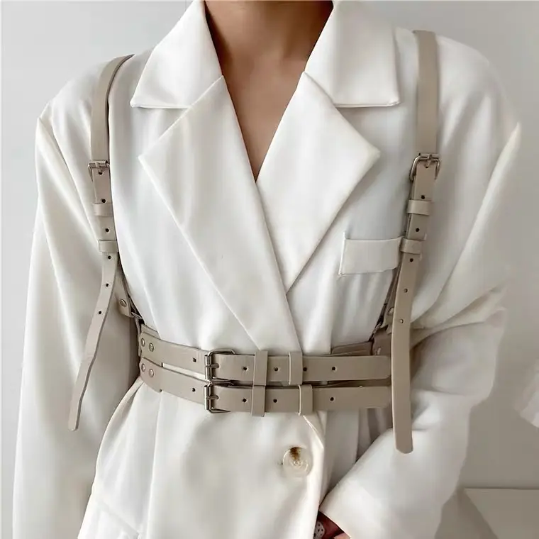 Women's Punk Leather Vest Vest Waist Seal Outer Wear Strap - Image 5