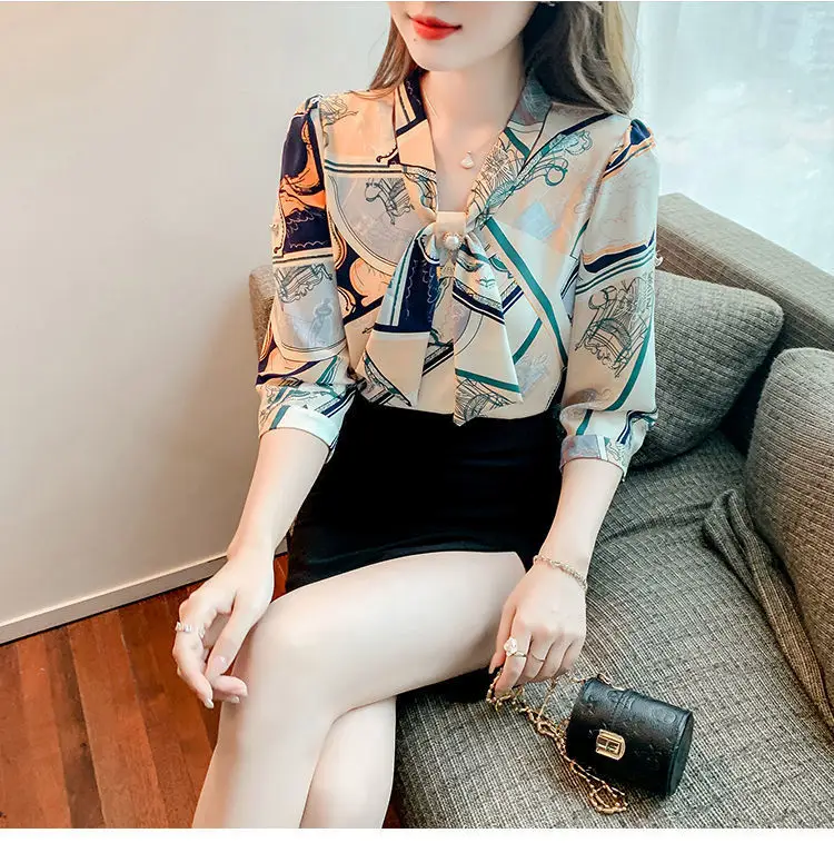 Women Printed Chiffon Shirt Long Sleeve Summer Wear — feature 12