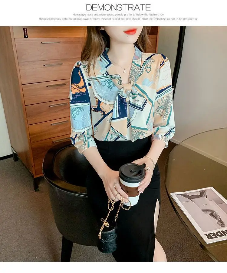 Women Printed Chiffon Shirt Long Sleeve Summer Wear — feature 9