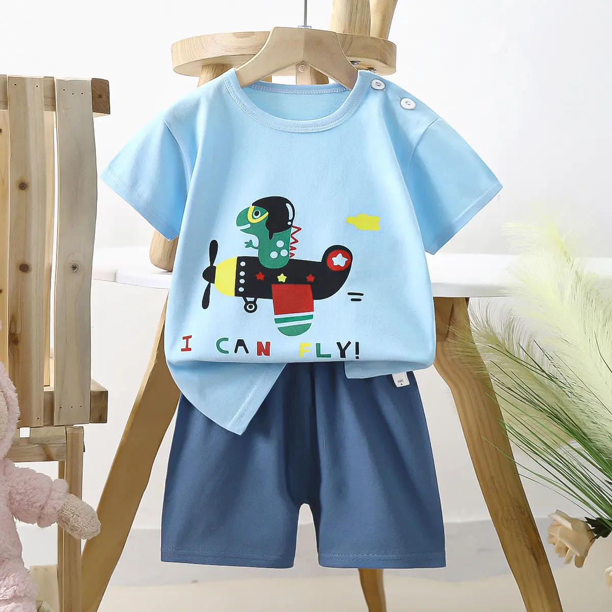 Dinosaur T-Shirt & Shorts Set for Boys Summer Cotton — feature 14