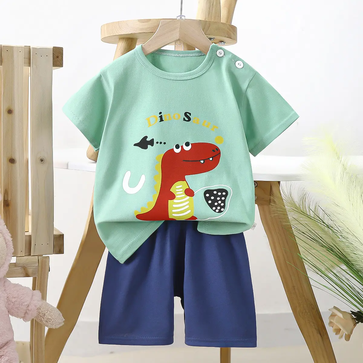 Dinosaur T-Shirt & Shorts Set for Boys Summer Cotton — feature 9