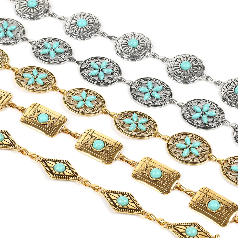 Turquoise Emerald Waist Chains for Women Gold Plated - Image 3