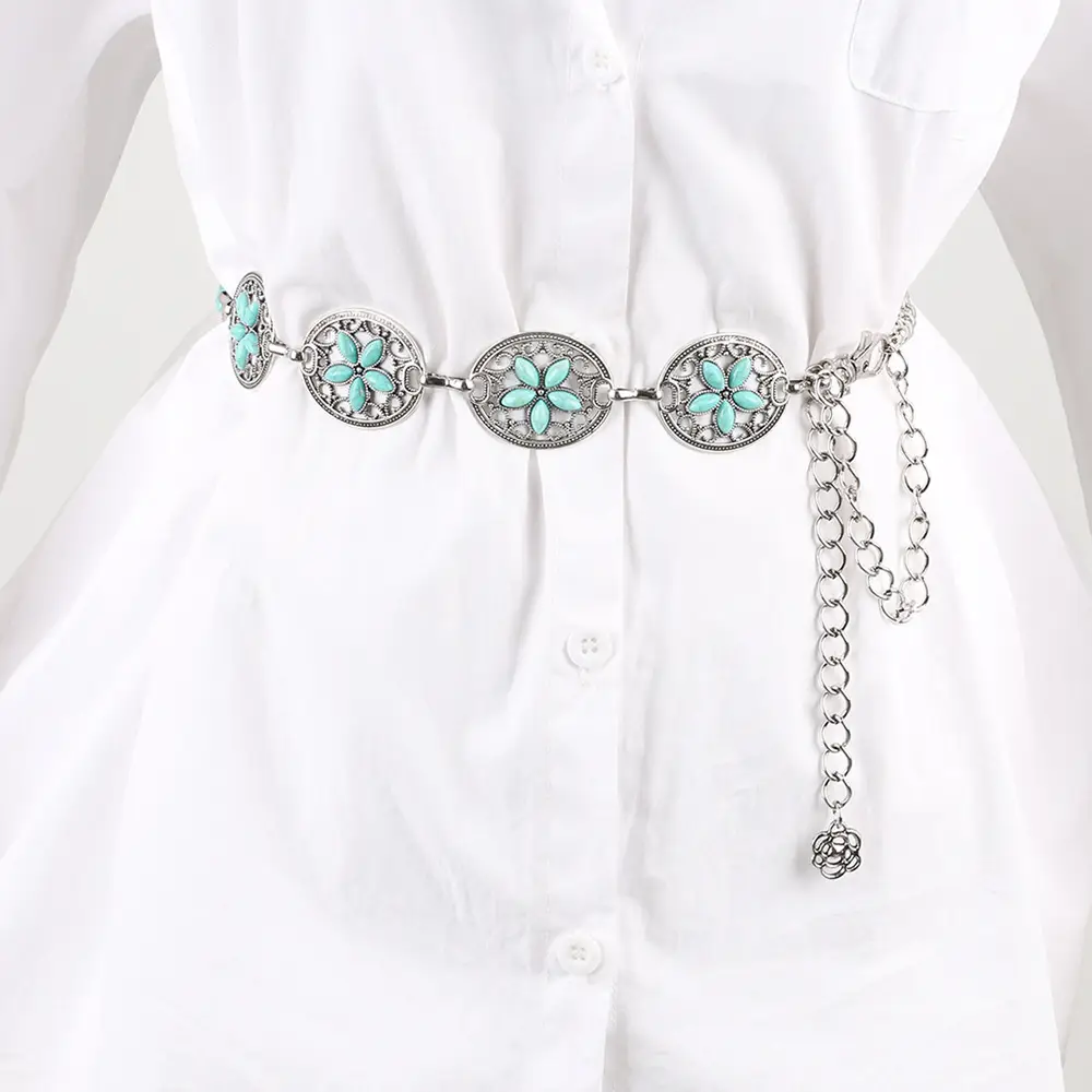 Turquoise Emerald Waist Chains for Women Gold Plated - Image 6