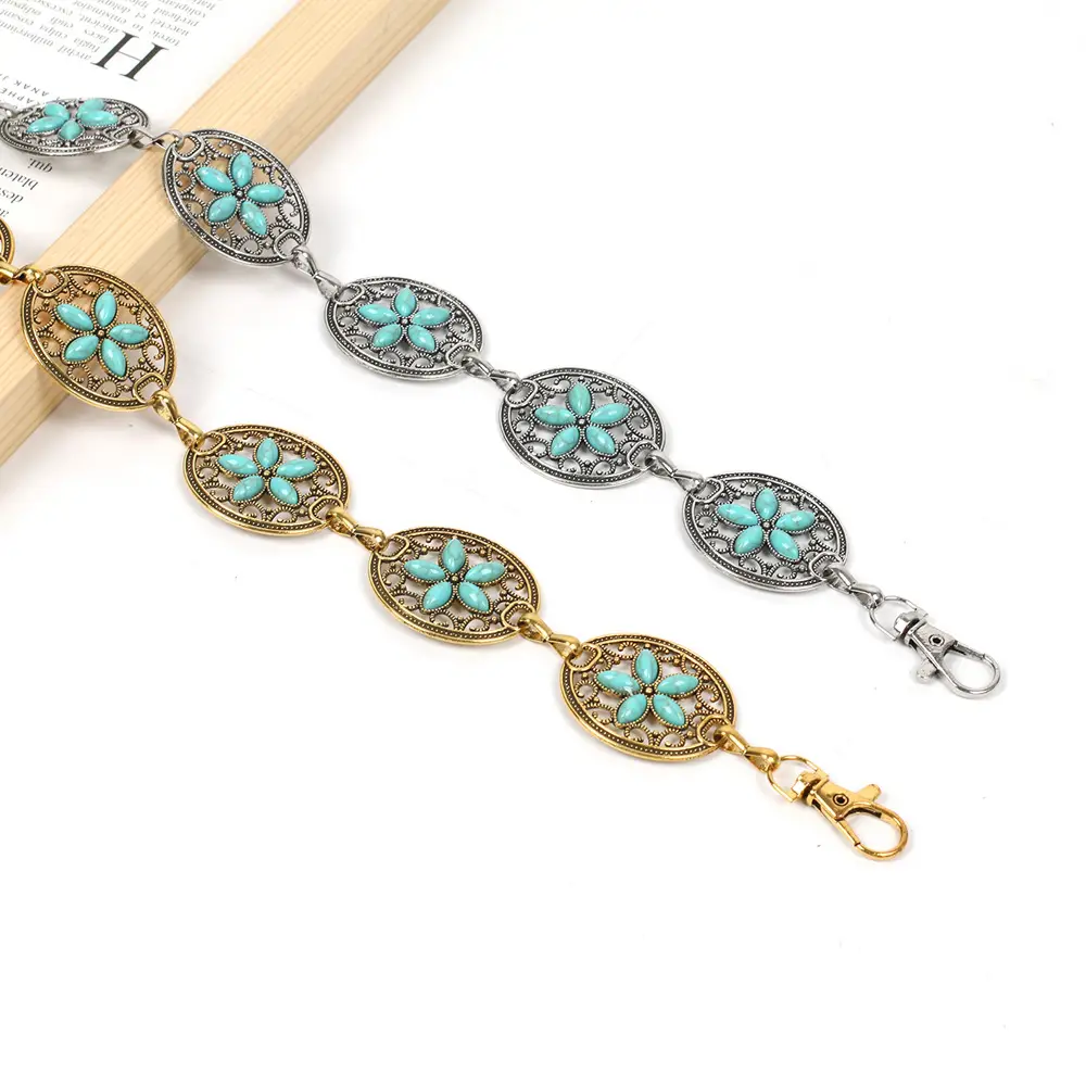 Turquoise Emerald Waist Chains for Women Gold Plated — feature 3