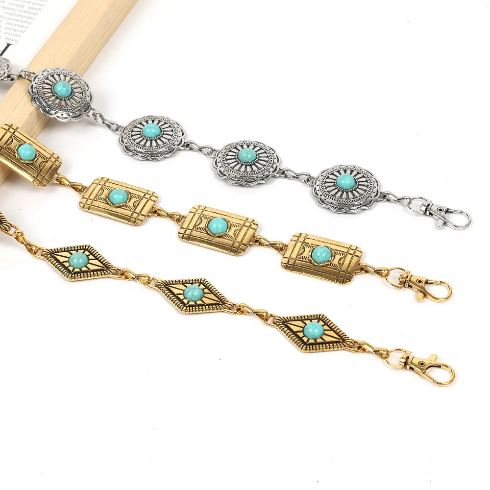 Turquoise Emerald Waist Chains for Women Gold Plated — feature 4