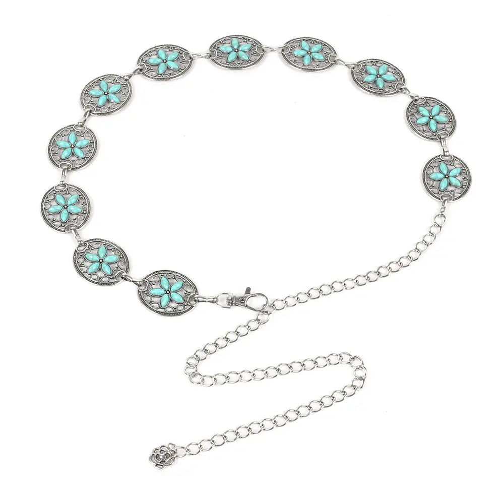 Turquoise Emerald Waist Chains for Women Gold Plated — feature 17