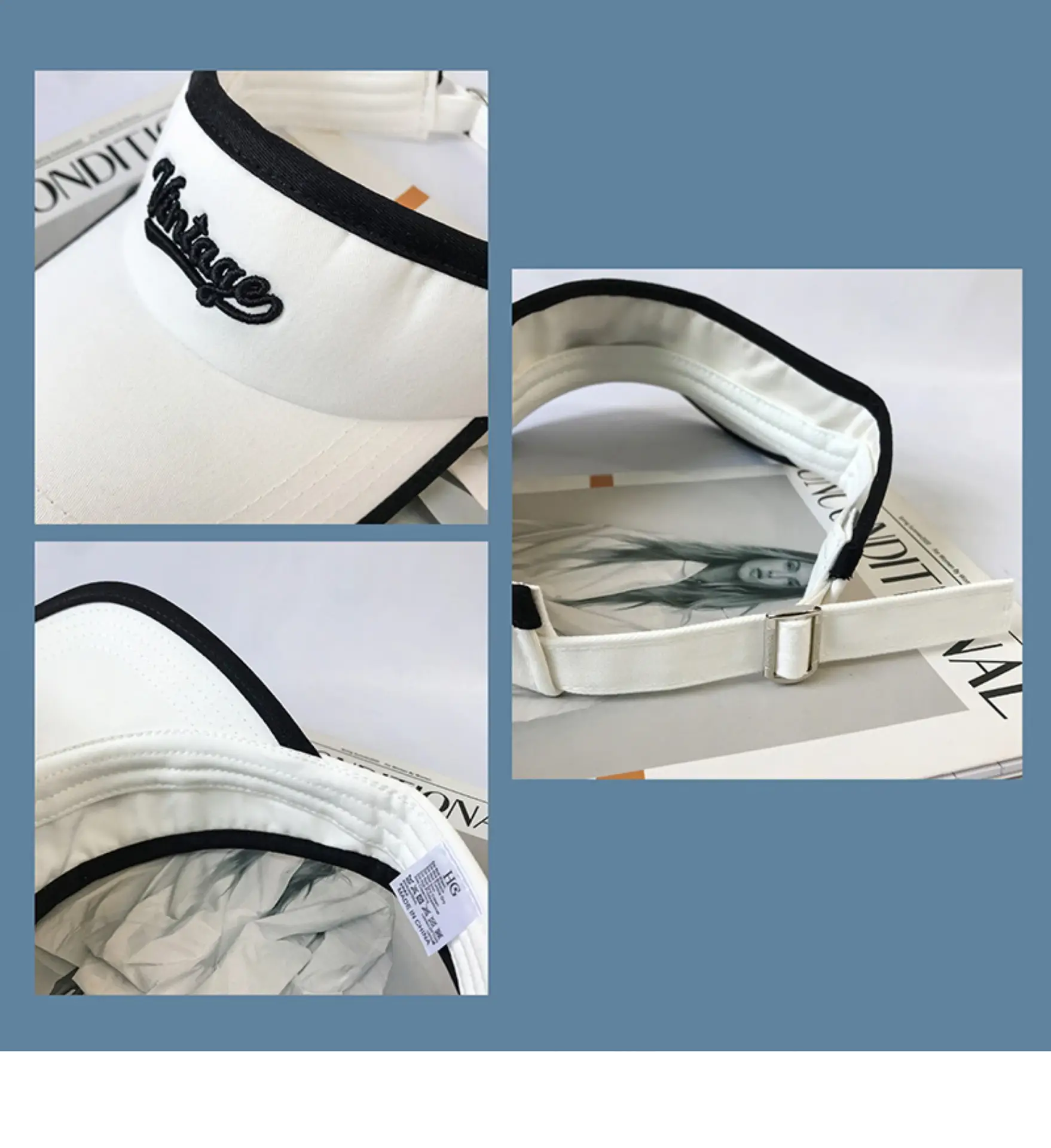 Men Women Baseball Cap White Black Letter Embroidered — feature 5