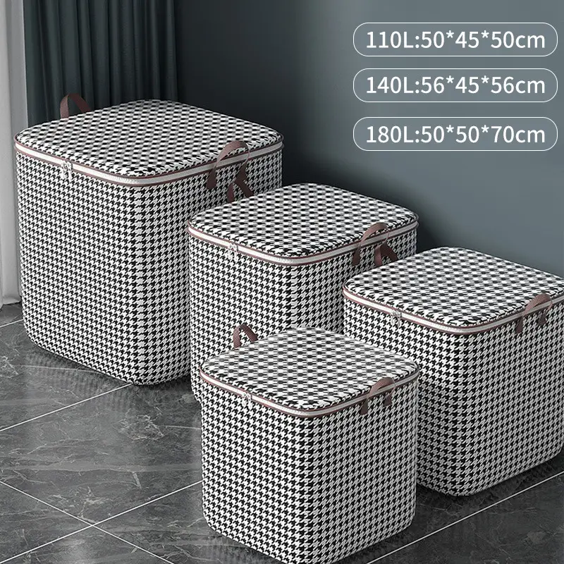 Houndstooth Quilt Storage Bag Large Capacity Portable Moving - Image 9