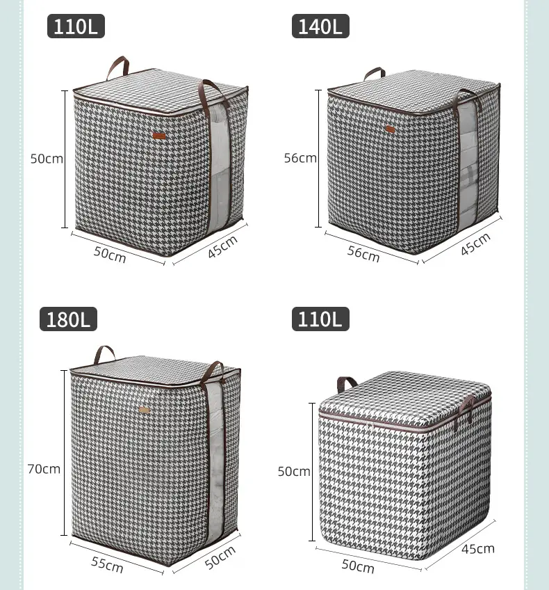 Houndstooth Quilt Storage Bag Large Capacity Portable Moving — feature 12
