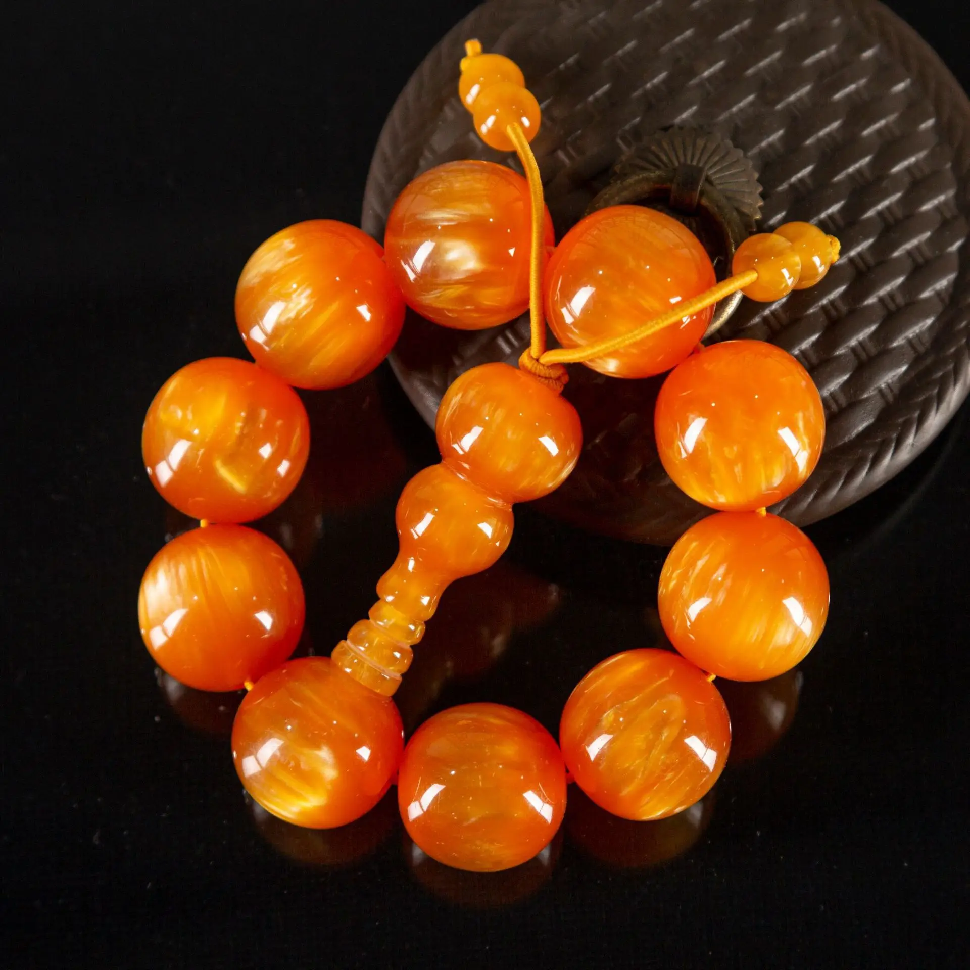 Imitation Pearlescent Amber Prayer Beads Bracelet - Image 5