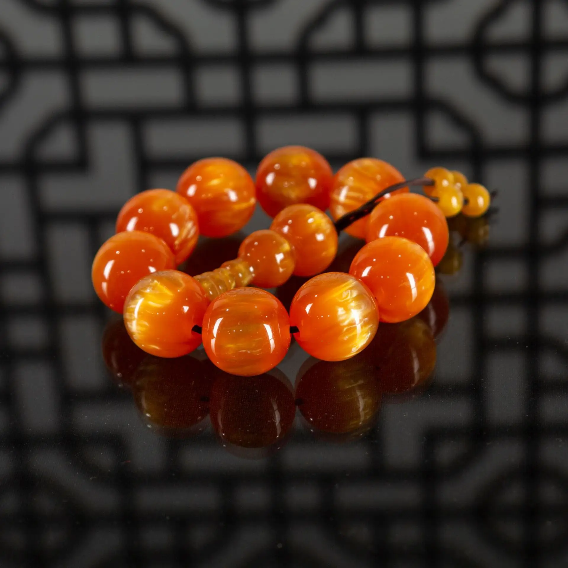 Imitation Pearlescent Amber Prayer Beads Bracelet - Image 8