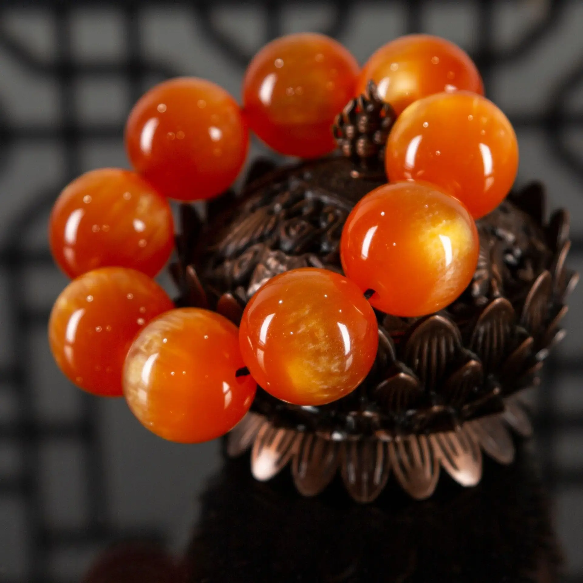 Imitation Pearlescent Amber Prayer Beads Bracelet - Image 2