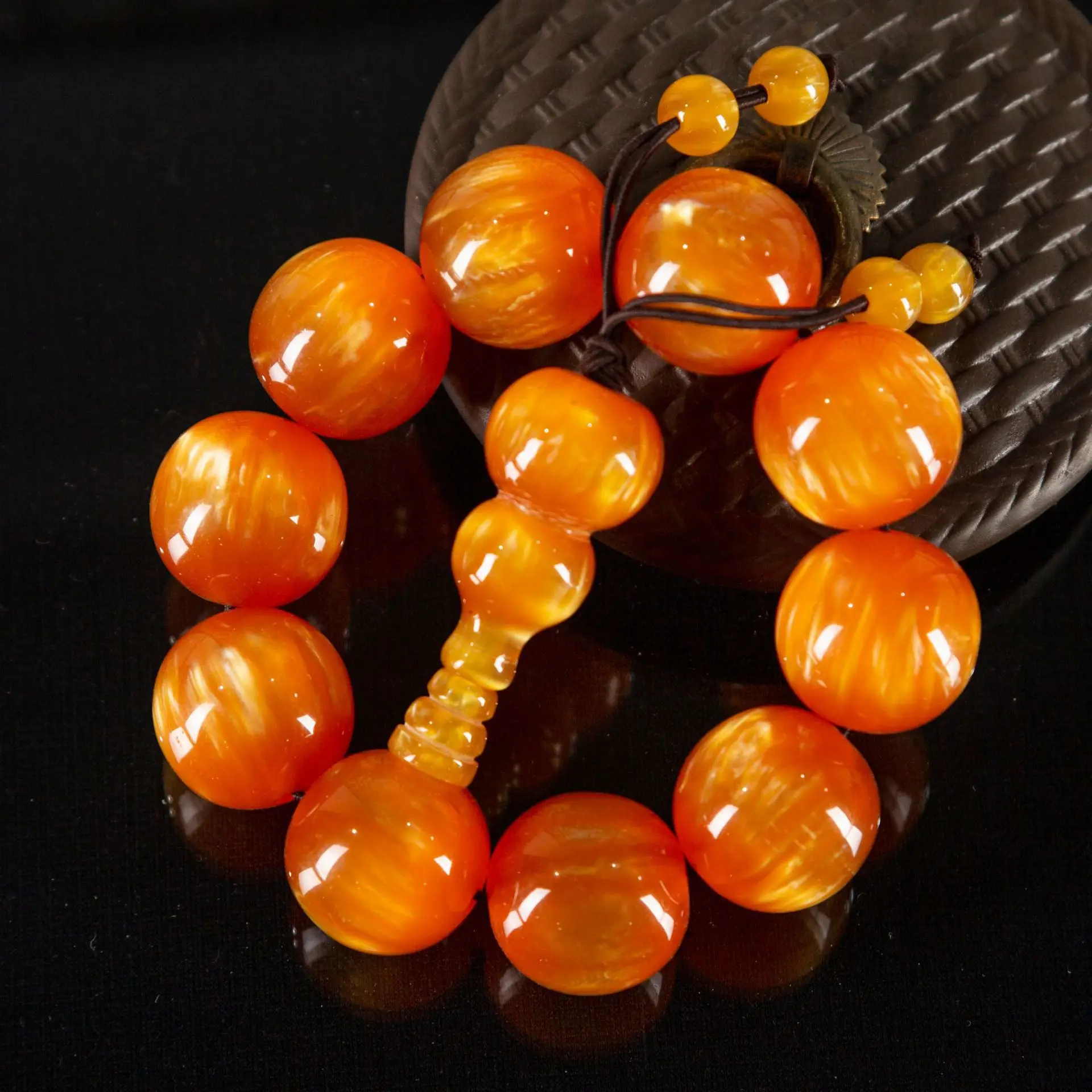 Imitation Pearlescent Amber Prayer Beads Bracelet - Image 6