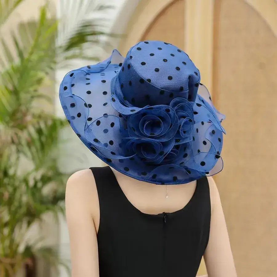 Women Sun Hat Polka Dot Net Gauze Summer - Image 8