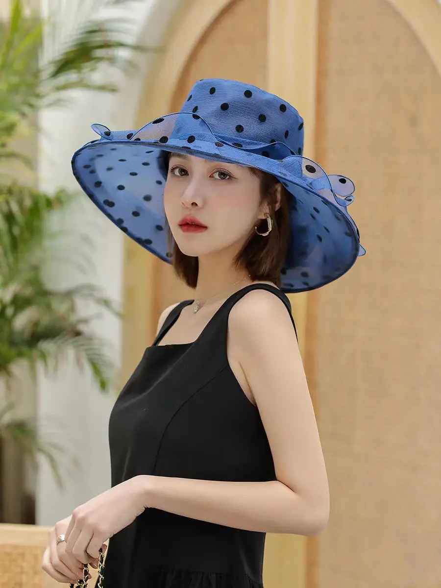 Women Sun Hat Polka Dot Net Gauze Summer — feature 12