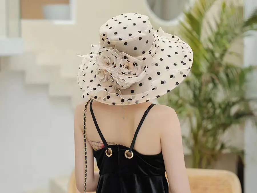 Women Sun Hat Polka Dot Net Gauze Summer — feature 13