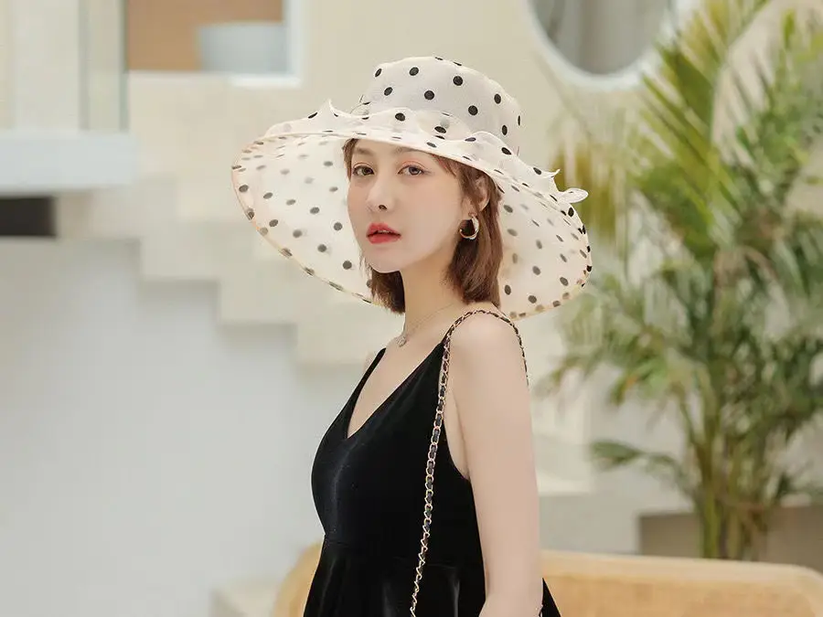 Women Sun Hat Polka Dot Net Gauze Summer — feature 14