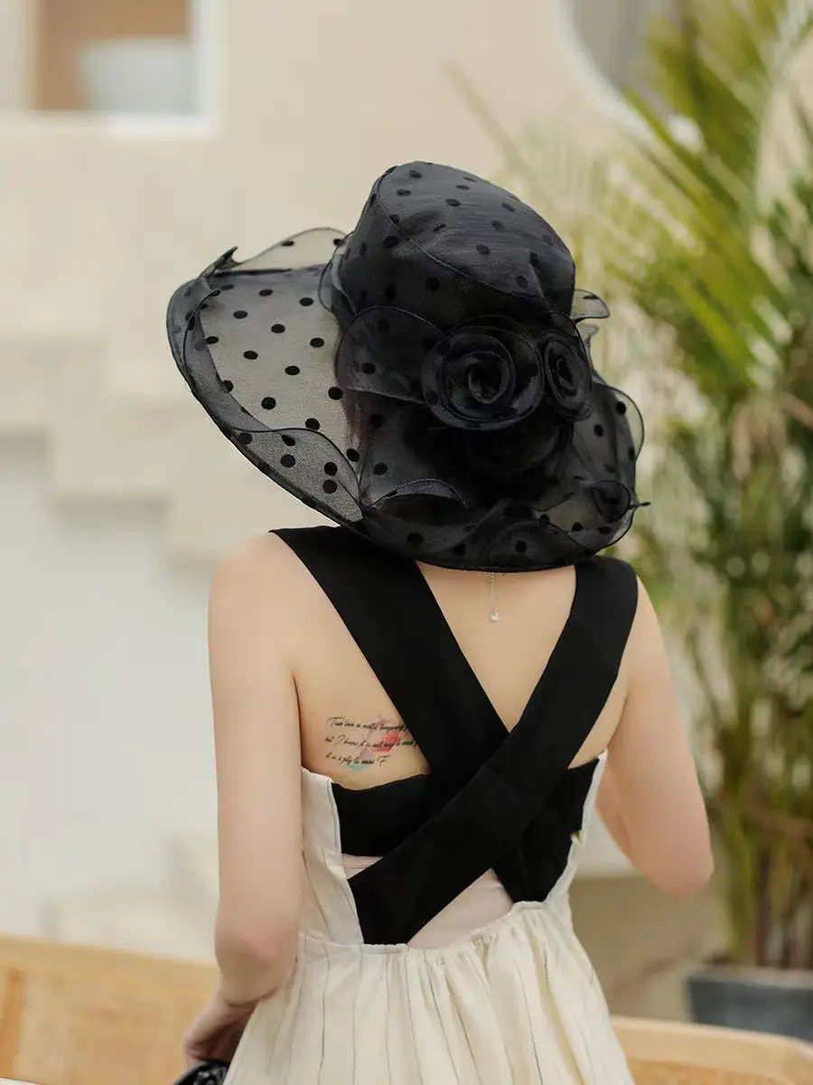 Women Sun Hat Polka Dot Net Gauze Summer — feature 4