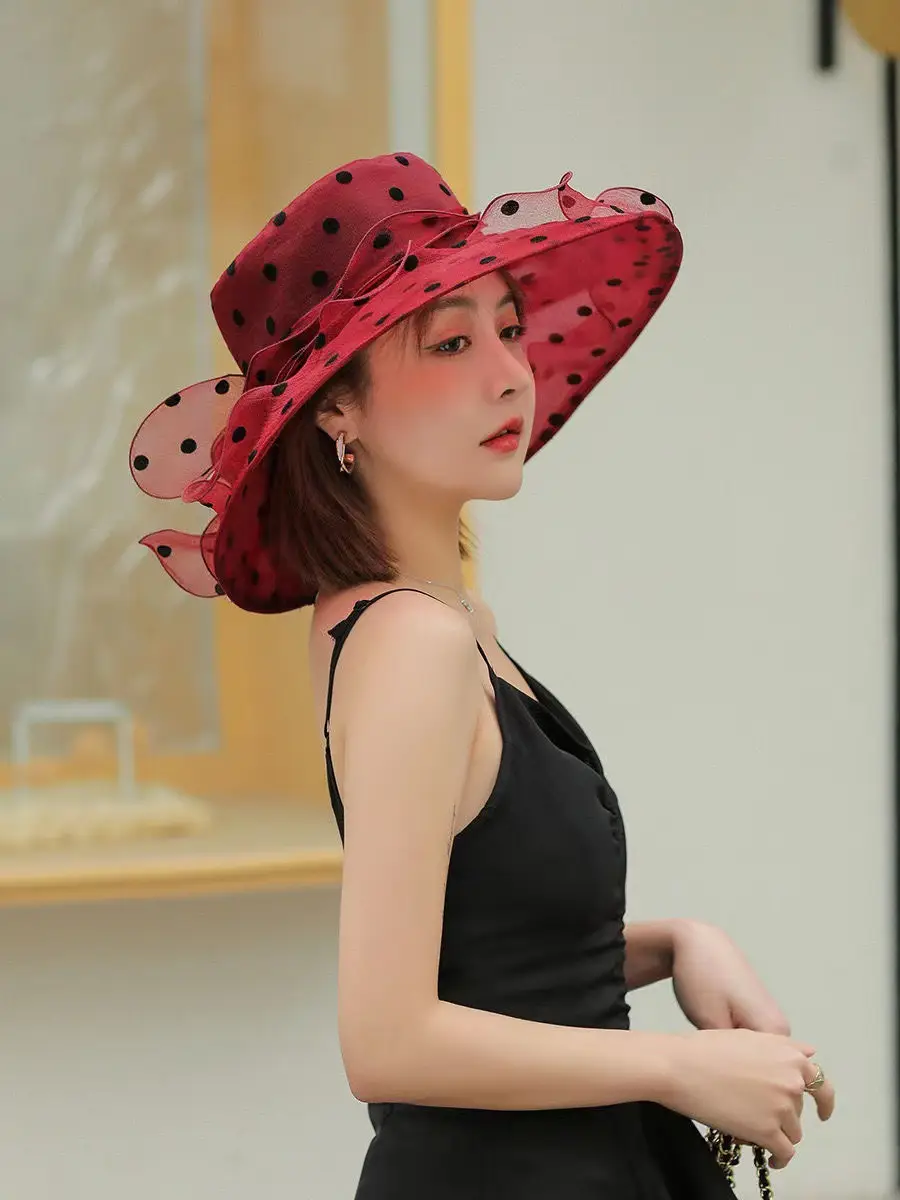 Women Sun Hat Polka Dot Net Gauze Summer — feature 6