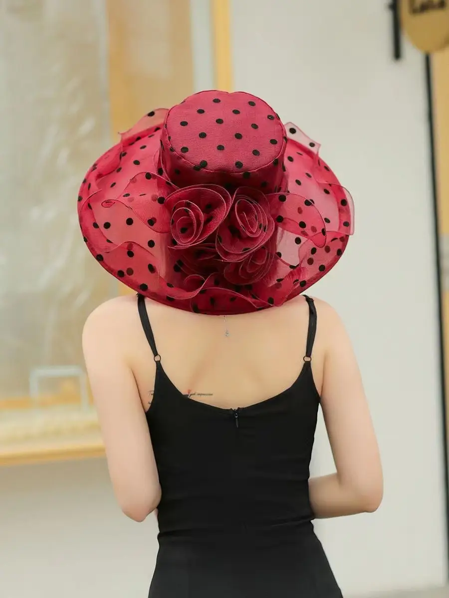 Women Sun Hat Polka Dot Net Gauze Summer — feature 8