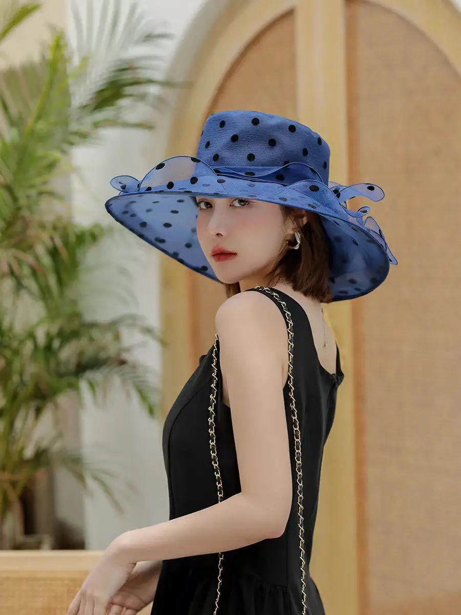 Women Sun Hat Polka Dot Net Gauze Summer — feature 9