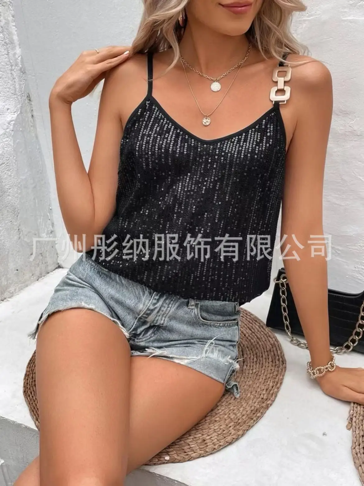 Maroon Sequin Camisole Top for Women Banquet Event — feature 10
