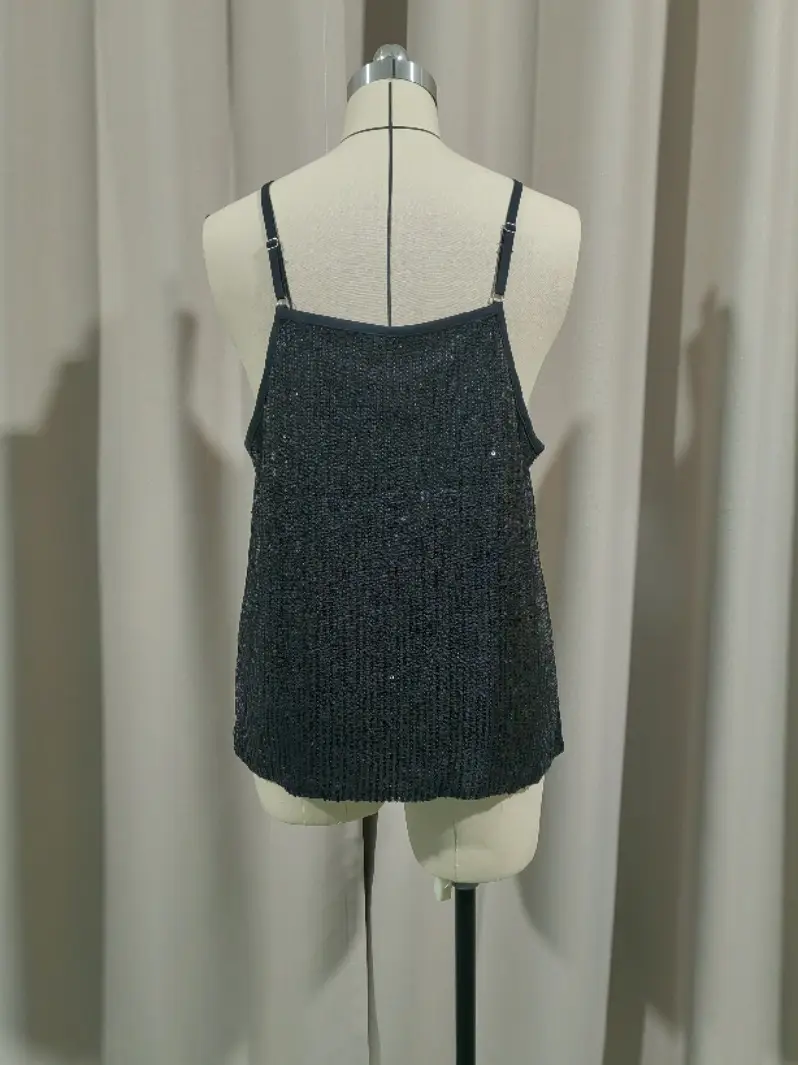 Maroon Sequin Camisole Top for Women Banquet Event — feature 11