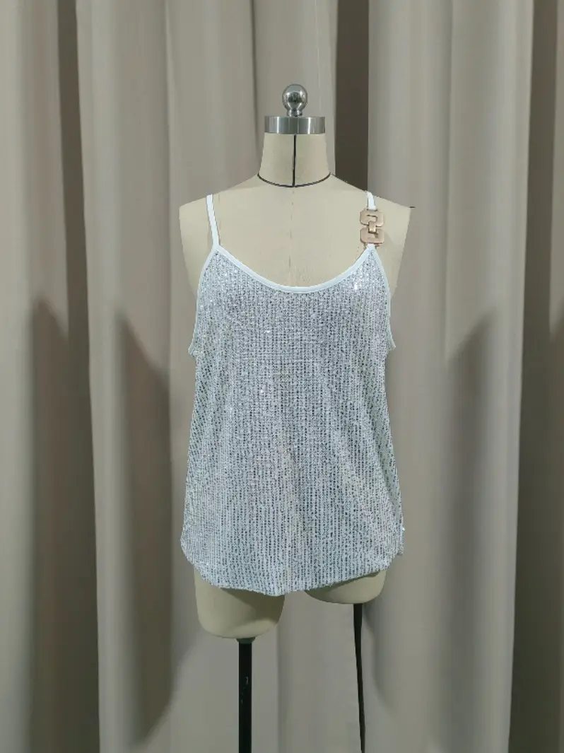 Maroon Sequin Camisole Top for Women Banquet Event — feature 15