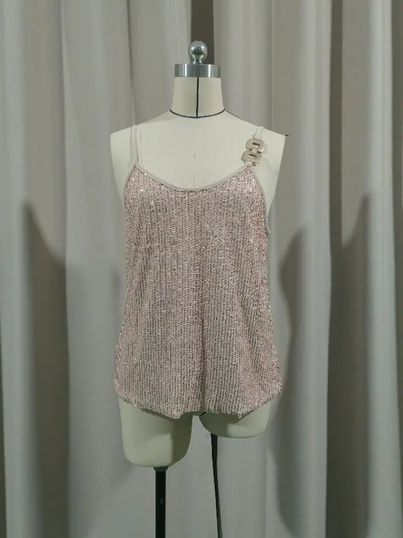 Maroon Sequin Camisole Top for Women Banquet Event — feature 19