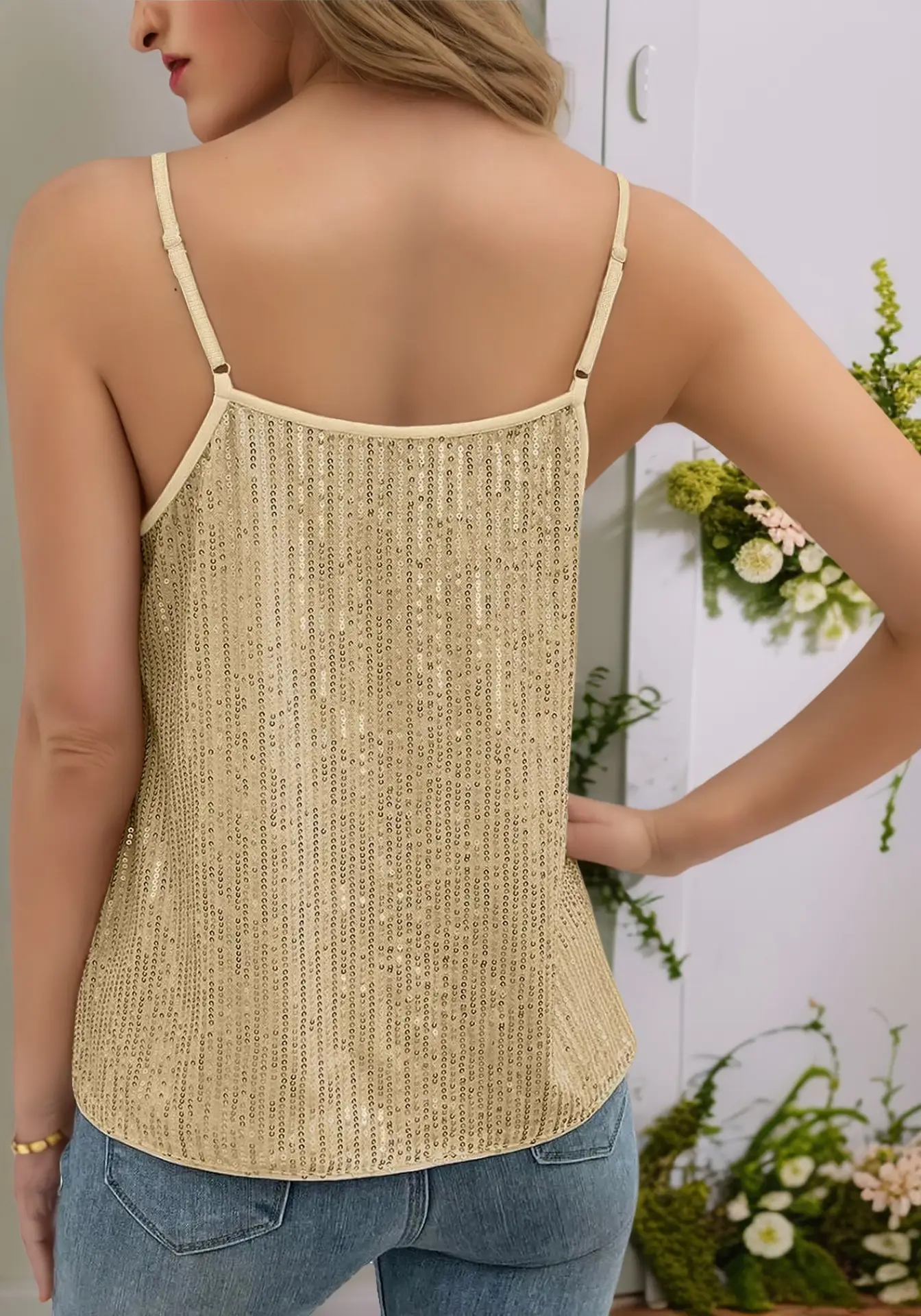 Maroon Sequin Camisole Top for Women Banquet Event — feature 24