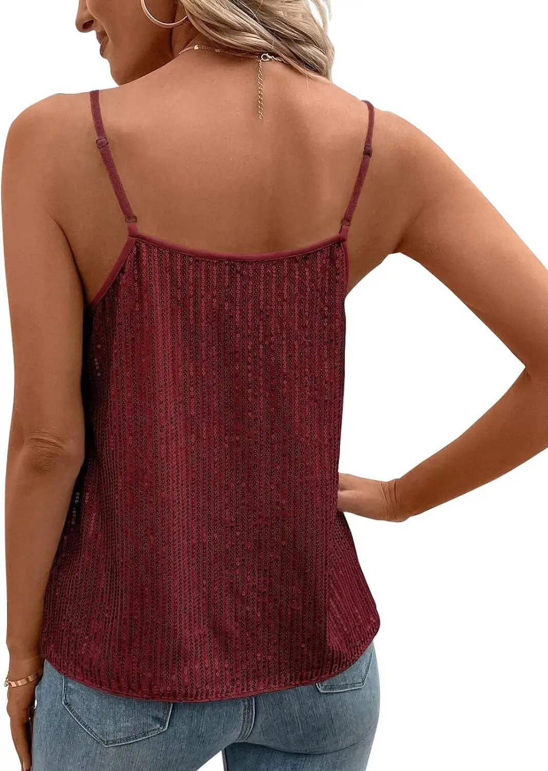Maroon Sequin Camisole Top for Women Banquet Event — feature 30