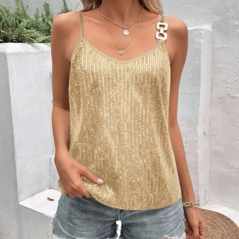 Maroon Sequin Camisole Top for Women Banquet Event - Image 5