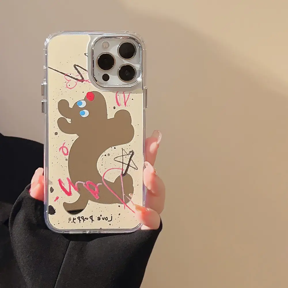 Fun Splash-Ink Dog iPhone 16 Case with Makeup Mirror — feature 12