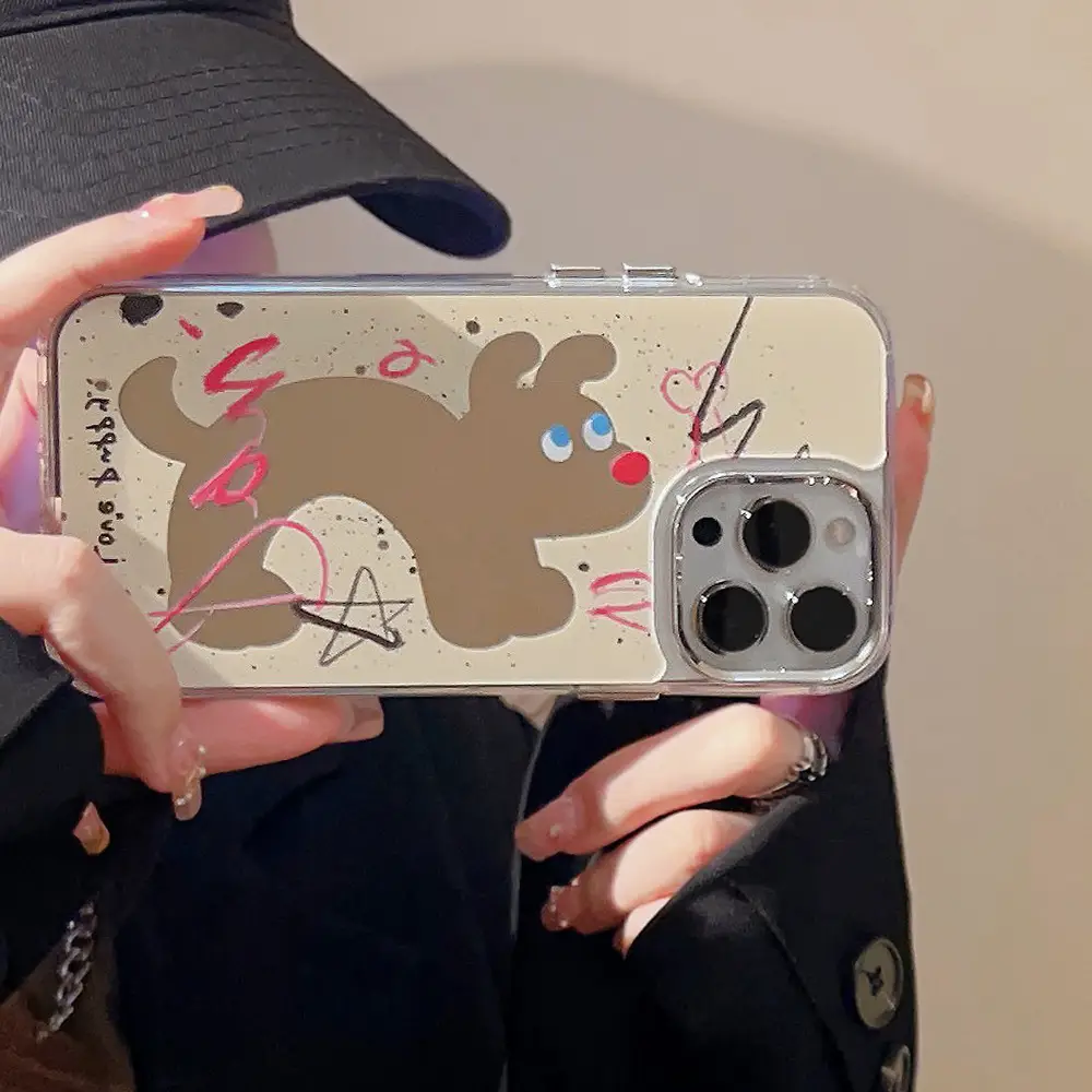 Fun Splash-Ink Dog iPhone 16 Case with Makeup Mirror — feature 9