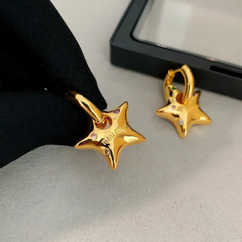 Retro Star Earrings Gold Silver Set - Image 4