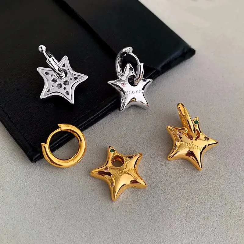 Retro Star Earrings Gold Silver Set - Image 5