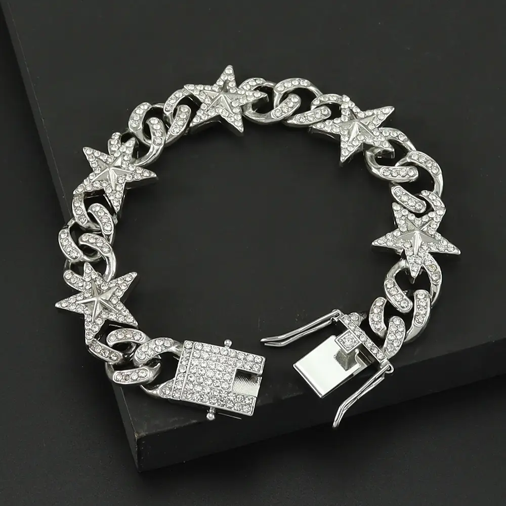 Gold Full Diamond Hip Hop Star Bracelet for Men