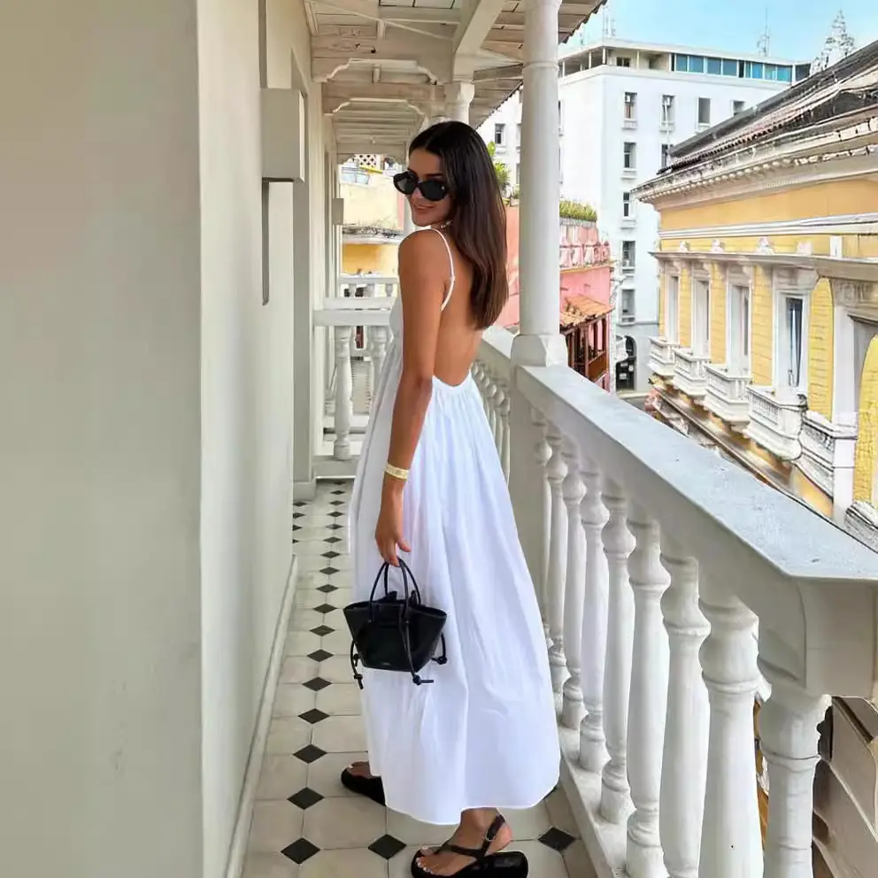 Summer New Women's White Backless Dress - Image 7