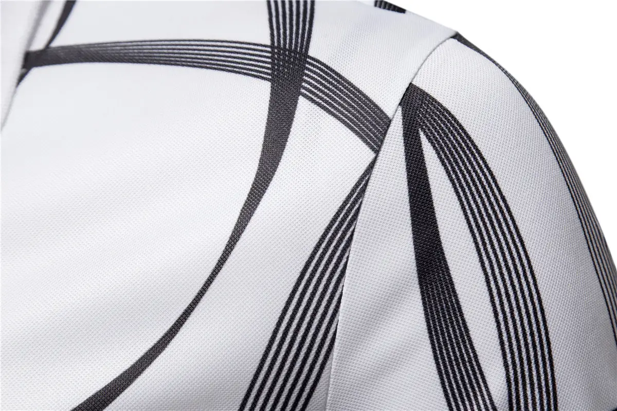 Men's Black Striped Polo Shirt Short Sleeve Lapel — feature 10