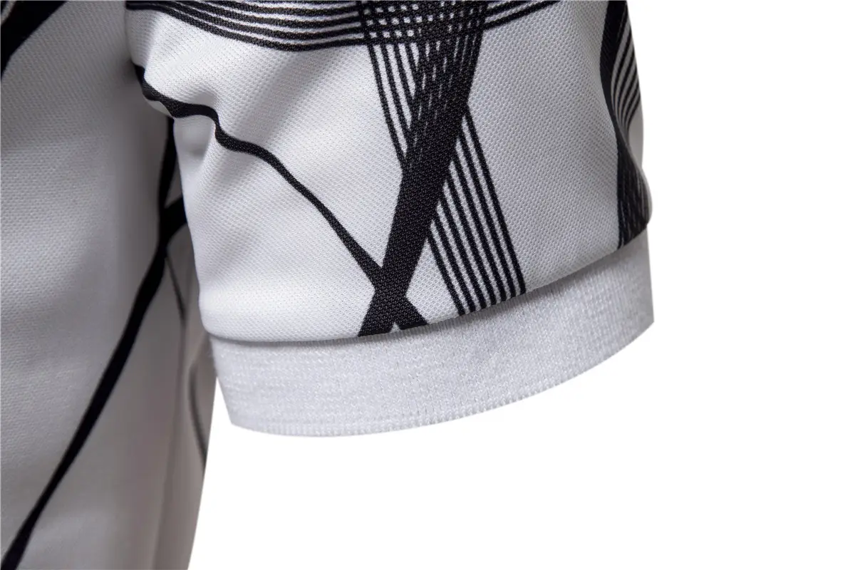 Men's Black Striped Polo Shirt Short Sleeve Lapel — feature 11