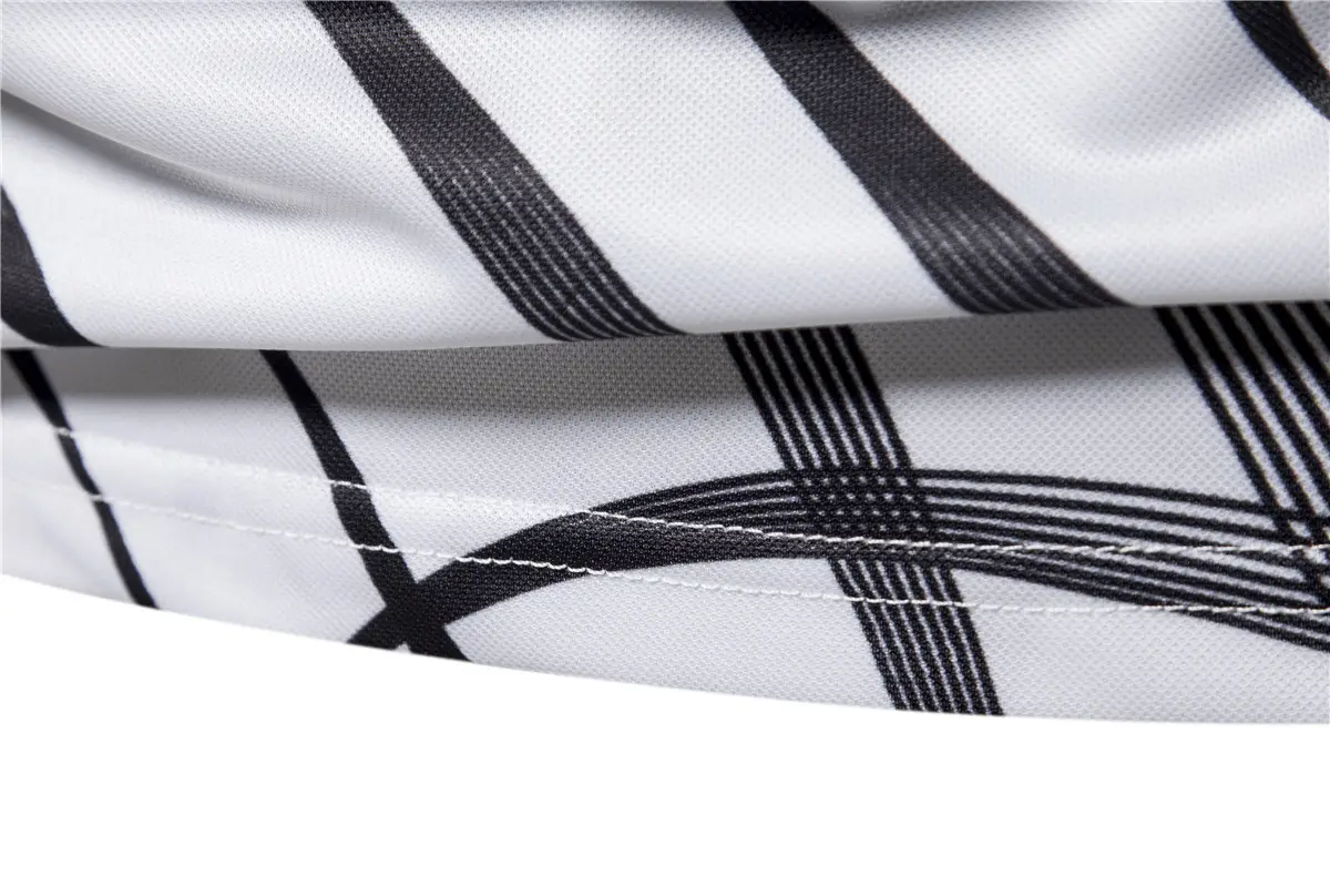 Men's Black Striped Polo Shirt Short Sleeve Lapel — feature 13