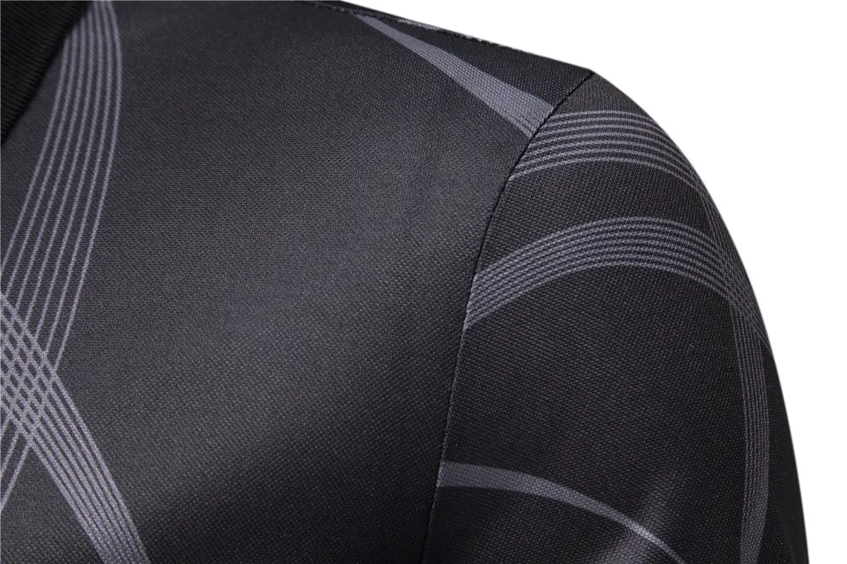 Men's Black Striped Polo Shirt Short Sleeve Lapel — feature 14