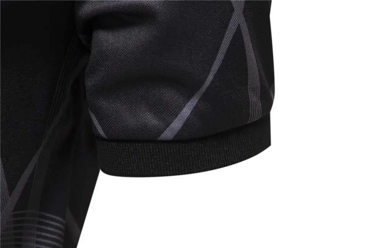 Men's Black Striped Polo Shirt Short Sleeve Lapel — feature 15